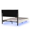 Queen Size Floating Bed Frame with LED Lights and USB Charging,Modern Upholstered Platform LED Bed Frame, White