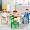 Kids 5 Pieces Table and Chair Set Wooden Children Activity Playroom Furniture Gift