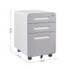 3 Drawer File Cabinet with Lock; Metal Filling Cabinets for Office Home; Rolling Mobile File Cabinets for Legal Letter on Wheels Under Desk Design