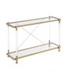 43.31'' Golden Glass Sofa Table, Acrylic Side Table, Console Table for Living Roome& Bedroom