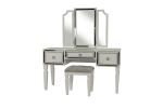 Luxurious Majestic Classic White Color Vanity Set w Stool 3-Storage Drawers 1pc Bedroom Furniture Set Tri-Fold Mirror