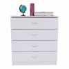 MDF Wood Simple 4-Drawer Dresser White