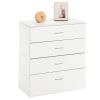 MDF Wood Simple 4-Drawer Dresser White