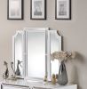 Luxurious Majestic Classic White Color Vanity Set w Stool 3-Storage Drawers 1pc Bedroom Furniture Set Tri-Fold Mirror