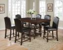 Traditional Style Counter Height Dining Side Chair 2pc Set Espresso PU Leather Upholstered Seat Dark Espresso Brown Finish Nailhead Trim Turned Front