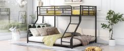 Metal Floor Bunk Bed, Twin XL over Queen, Black (Expected to arrive at 11.10)