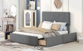 Queen Size Upholstery Platform Bed with Four Drawers on Two Sides, Adjustable Headboard, Grey(Old SKU: WF291774EAA)