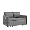 MH 54" Modern Convertible Sofa Bed with 2 Detachable Arm Pockets, Velvet Loveseat Multi-position adjustable Sofa with Pull Out Bed with Bedhead, 2 Pil