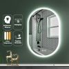 26X18 Inch Three-color Smart Bathroom Mirror with Light, Frameless Oval Smart Vanity Mirror Hanging Vertically