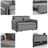 MH 54" Modern Convertible Sofa Bed with 2 Detachable Arm Pockets, Velvet Loveseat Multi-position adjustable Sofa with Pull Out Bed with Bedhead, 2 Pil