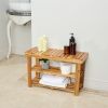 Acacia Wood Shoe Rack Bench Strong Weight Bearing Upto 200 LBS Best Ideas For Entryway Frontdoor Bathroom, Natural Color.