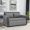 MH 54" Modern Convertible Sofa Bed with 2 Detachable Arm Pockets, Velvet Loveseat Multi-position adjustable Sofa with Pull Out Bed with Bedhead, 2 Pil