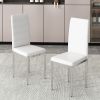 White 4-piece set of PVC leather chairs with electroplated metal legs. Armless high back dining chairs and office chairs. Suitable for restaurants, li