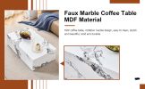 Modern MDF Coffee Table with Marble Pattern - 39.37x23.62x11.81 inches - Stylish and Durable Design