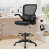 Height Adjustable Drafting Chair with Lumbar Support and Flip Up Arms