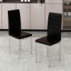 Black 4-piece set of PVC leather chairs with electroplated metal legs. Armless high back dining chairs and office chairs. Suitable for restaurants, li