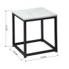 White Marble Print End Table/Side Table/Night Stand, Upgrade Version with Metal Frame Box