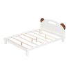 Full Size Platform Bed with Bear Ears Shaped Headboard and LED, Cream White