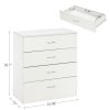 MDF Wood Simple 4-Drawer Dresser White