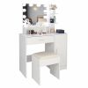 FCH Large Vanity Set with 10 LED Bulbs, Makeup Table with Cushioned Stool, 3 Storage Shelves 1 Drawer 1 Cabinet, Dressing Table Dresser Desk for Women