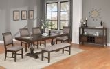 Traditional 2pc Vintage Allure Rich Brown Finish Side Chair Gray Upholstered Fabric Seat Back Cushion Dining Room Wooden Furniture