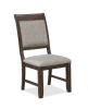 Traditional 2pc Vintage Allure Rich Brown Finish Side Chair Gray Upholstered Fabric Seat Back Cushion Dining Room Wooden Furniture