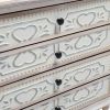 FCH 4 Drawer Iron Sheet Carving Dresser for Bedroom, Wide Storage Cabinet for Living Room Home Entryway, Washed White