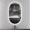 26X18 Inch Three-color Smart Bathroom Mirror with Light, Frameless Oval Smart Vanity Mirror Hanging Vertically