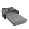 MH 54" Modern Convertible Sofa Bed with 2 Detachable Arm Pockets, Velvet Loveseat Multi-position adjustable Sofa with Pull Out Bed with Bedhead, 2 Pil