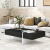 ON-TREND Contemporary Rectangle Design Living Room Furniture, Modern High Gloss Surface Cocktail Table, Center Table for Sofa or Upholstered Chairs, 4