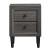 Multipurpose Retro Bedside Nightstand with 2 Drawers