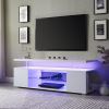 TV Stand for 70 Inch TV LED Gaming Entertainment Center Media Storage Console Table with Large Sliding Drawer & Side Cabinet for Living Room( White)