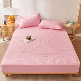 Cotton Clip Bed Hat Simple Solid Color Hotel Simmons All-inclusive Bed Cover (Option: Pink-90cmx200cm)