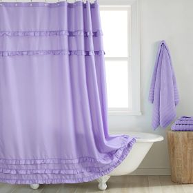 Fashion And Environment-friendly Polyester Fabrics Thickened Shower Curtain (Option: Purple Small Lace-240CM Wide X183CM High)