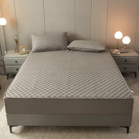 Cotton Clip Bed Hat Simple Solid Color Hotel Simmons All-inclusive Bed Cover (Option: Lattice grey-90cmx200cm)