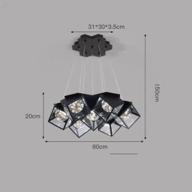 Home Bedroom Model Room Lamp Nordic Star Dining Room Chandelier (Option: Black-7heads-White light)