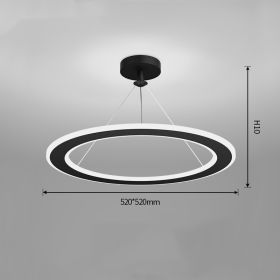 Simple Modern Circular Bedroom Study Chandelier (Option: Black-Trichromatic light-520x520mm)