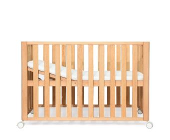 Beech Solid Wood Splicing Movable Multi-functional Crib (Option: Native beech-Mattress and bath towel)