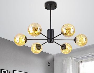 Star Magic Bean Glass Chandelier (Option: 6Black-Transparency)