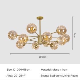 Star Magic Bean Glass Chandelier (Option: 12Gold-Transparency)