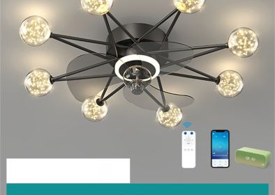 Nordic Ceiling Fan Lights Living Room Dining Room Full Of Stars (Option: Black-A1 Full of stars)