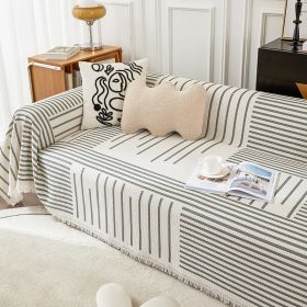 Striped Sofa Towel Anti-cat Scratch Protector Multi-function Blanket (Option: Simple semi colliculus-180x130cm)