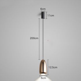 Net Celebrity Small Chandelier Led Creative Bullet Head Bedside Hanging Wire Lamp (Option: Gold-Tricolor light)
