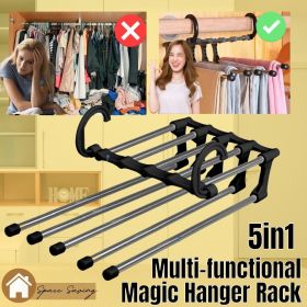 5 In1 Multi-functional Pants Rack Shelves Stainless Steel Wardrobe Magic Hanger (Option: Pants Hanger-Multicolor)