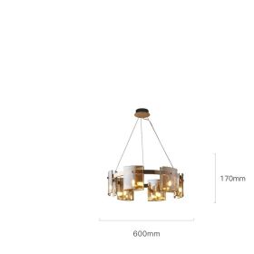 Modern Simple Glass Living Room Chandelier Bedroom Study Personality (Option: 6heads Amber-White light)