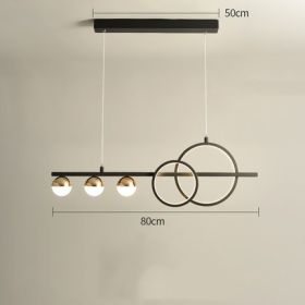 Rectangular Table Lamp Creative New Dining Room Bar Simple Modern Chandelier (Option: Black 80CM-Stepless dimming)