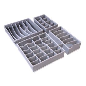 Underwear Storage Box 4-piece Drawer Type (Option: Grey and white edging-Set of4)