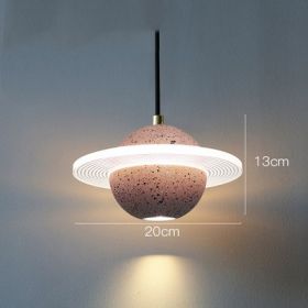 Planet Small Chandelier Red Single Head Bedroom Bedside Lamp (Option: Double glossy sand pink)