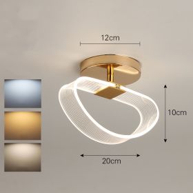 Creative Light Luxury Net Red Line Guide Ceiling Porch Lamp (Option: Gold-Half circle-Tricolor light)