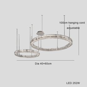 Light Luxury Style Crystal Chandelier Modern Simple Led (Option: Double circle small-Tricolor LED light)